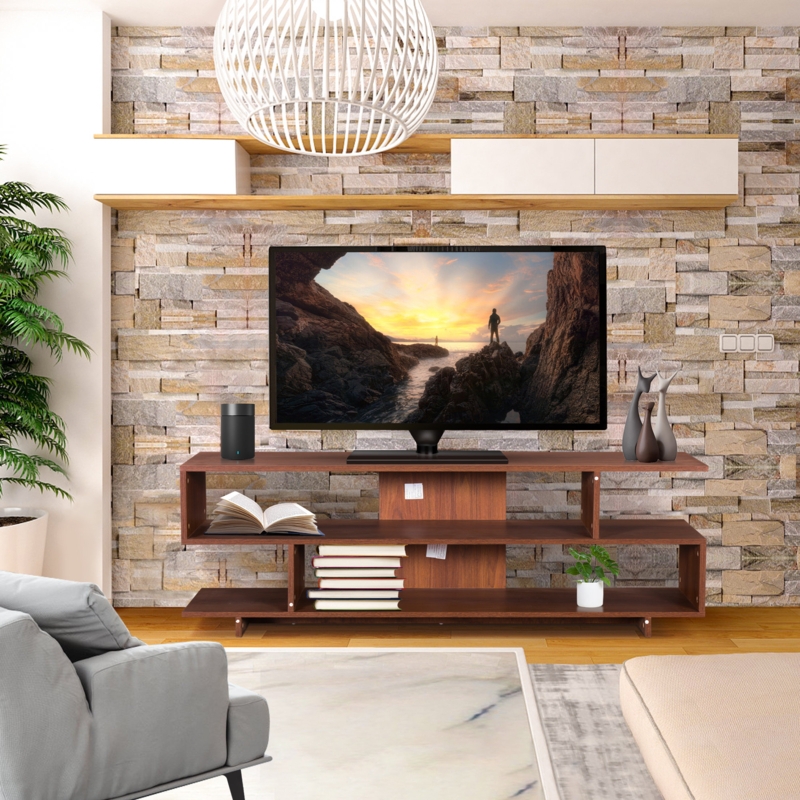 Modern TV Stand with Multi-Layer Shelving