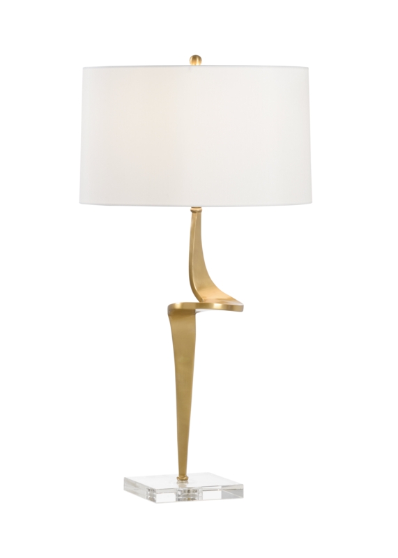 Brass Swirl Column Lamp with Crystal Mounting