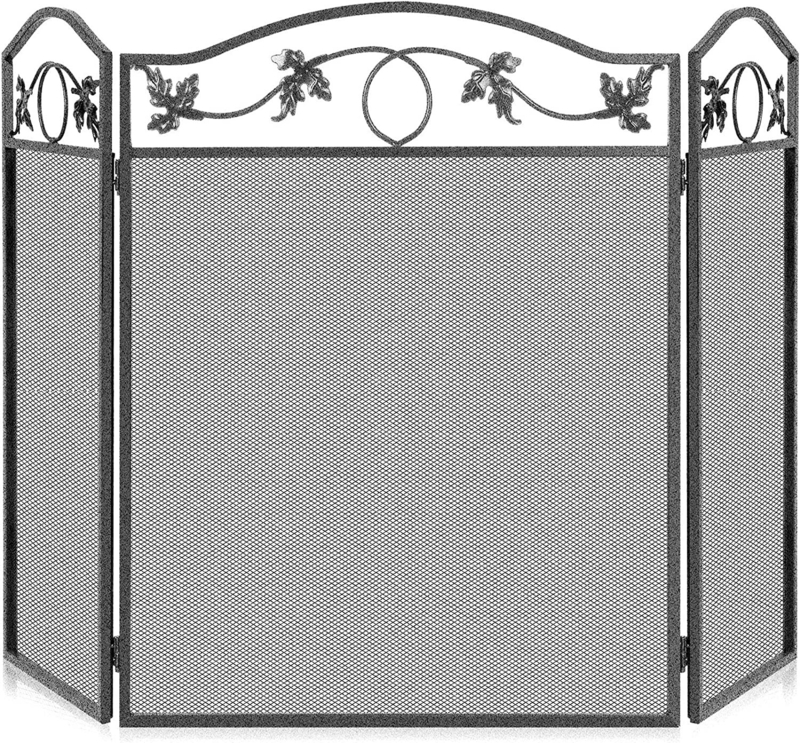 Free Standing Fireplace Screen with Protective Mesh