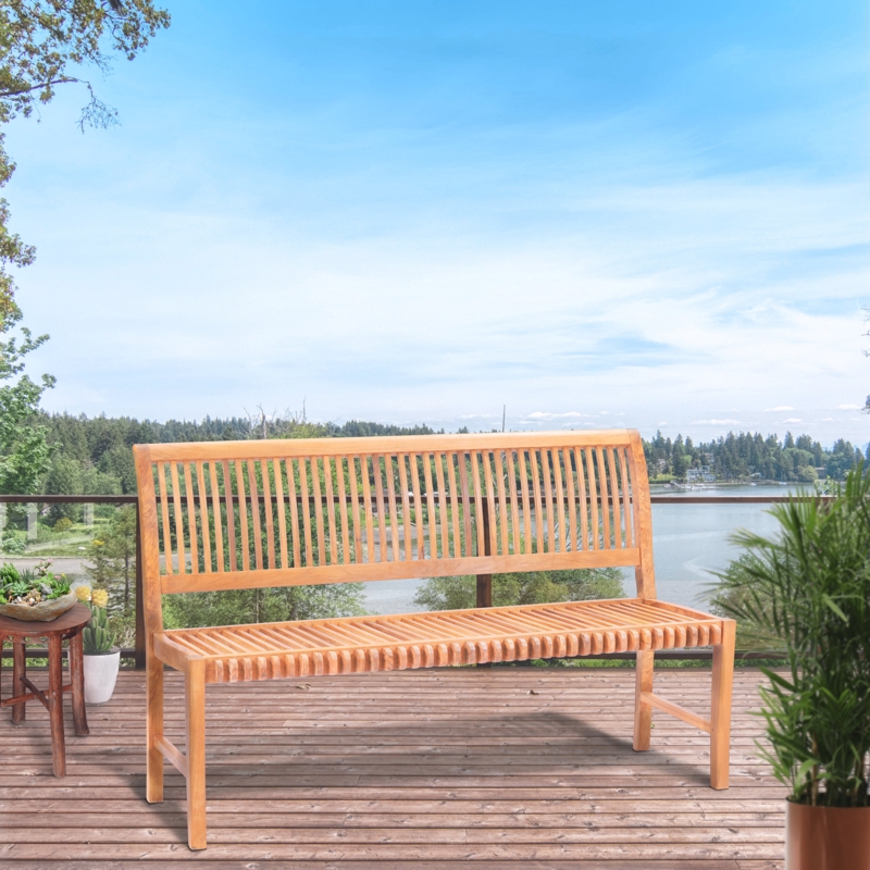 Rustic Solid Teak Wood Bench
