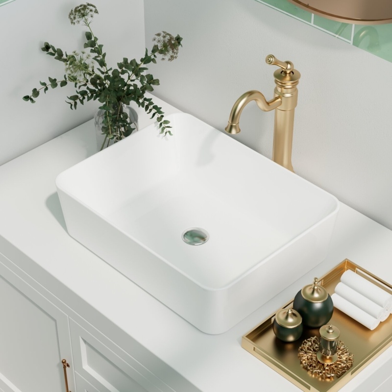 Deervalley Ally 14.75'' Ceramic Rectangular Vessel Bathroom Sink