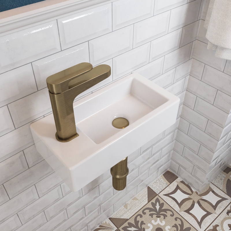 Deervalley Liberty 7.09'' White Ceramic Rectangular Wall Mount Bathroom Sink