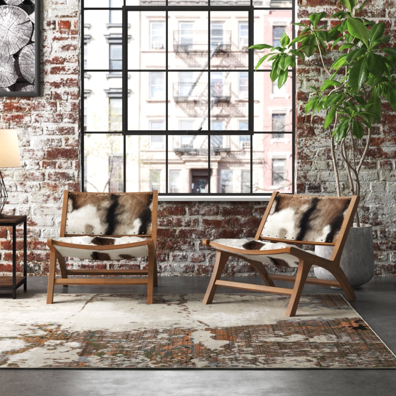 Rustic Goat Hide Lounge Chair