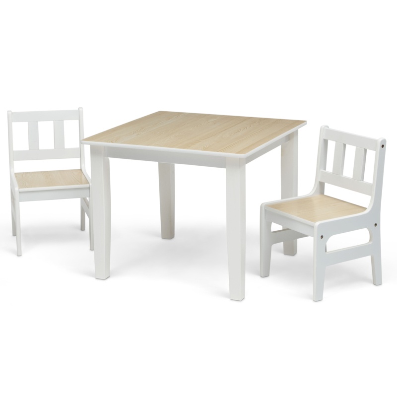 Delta Children Table And Chair Set (2 Chairs Included), Natural/White