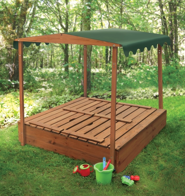 Deluxe 46.5" x 57" Solid Wood Square Sandbox with Cover
