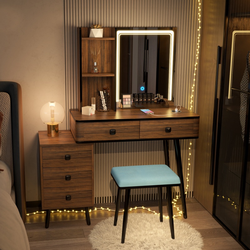 Large Rectangular Cosmetic Mirror Vanity Set