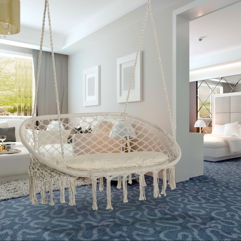 Rope Hammock Hanging Chair with Fringe Tassels