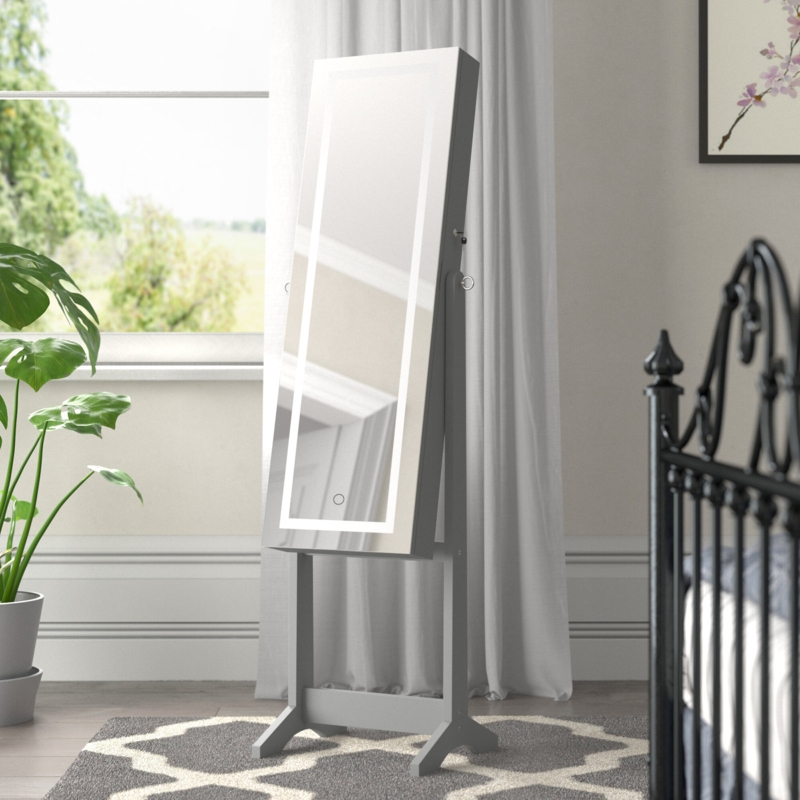 Freestanding Jewelry Armoire with Tiltable Mirror