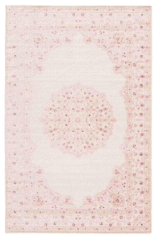 Devin Machine Woven / Power Loomed Pink/White Rug