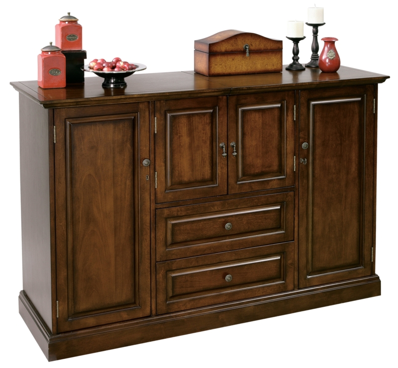 Distressed Cherry Hide-a-Bar Console