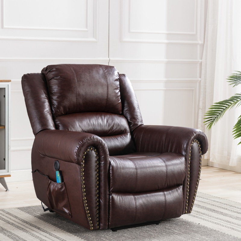 Devonah Lyquinn 42.5" Wide Faux Leather Power Lift Assist Standard Recliner with Heating and Massage