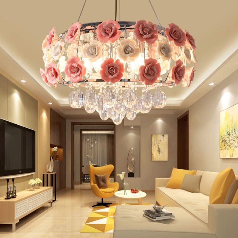 Pink Rose Crystal Chandelier