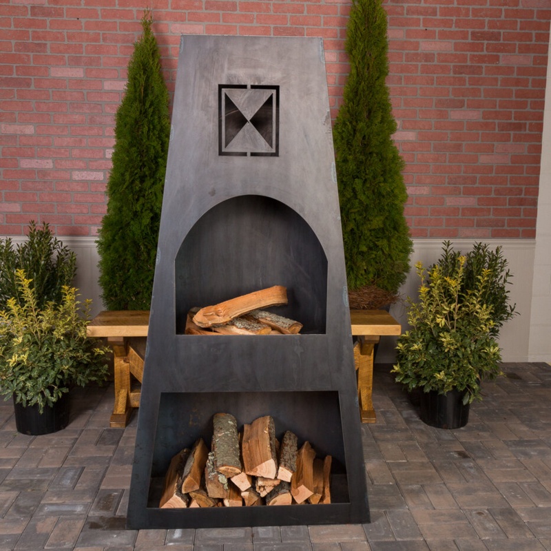 Dewolf 66'' H Steel Wood Burning Outdoor Fireplace