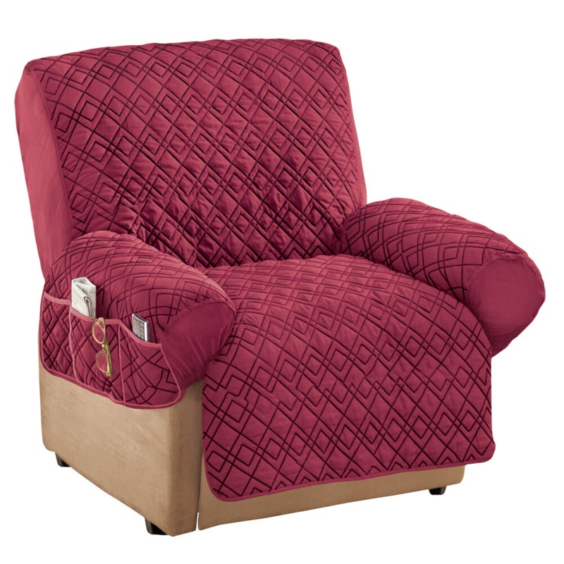 Diamond Quilted Stretch T-Cushion Recliner Slipcover