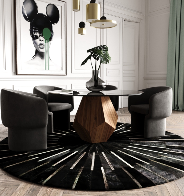 Modern Walnut Round Dining Table