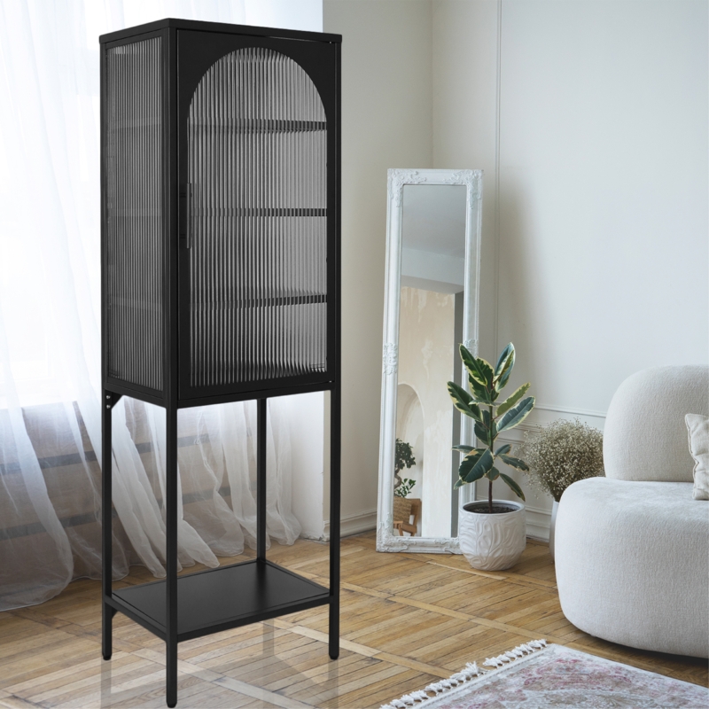 Hand-Crafted 2 Door Baroque Cabinet with LED Lights