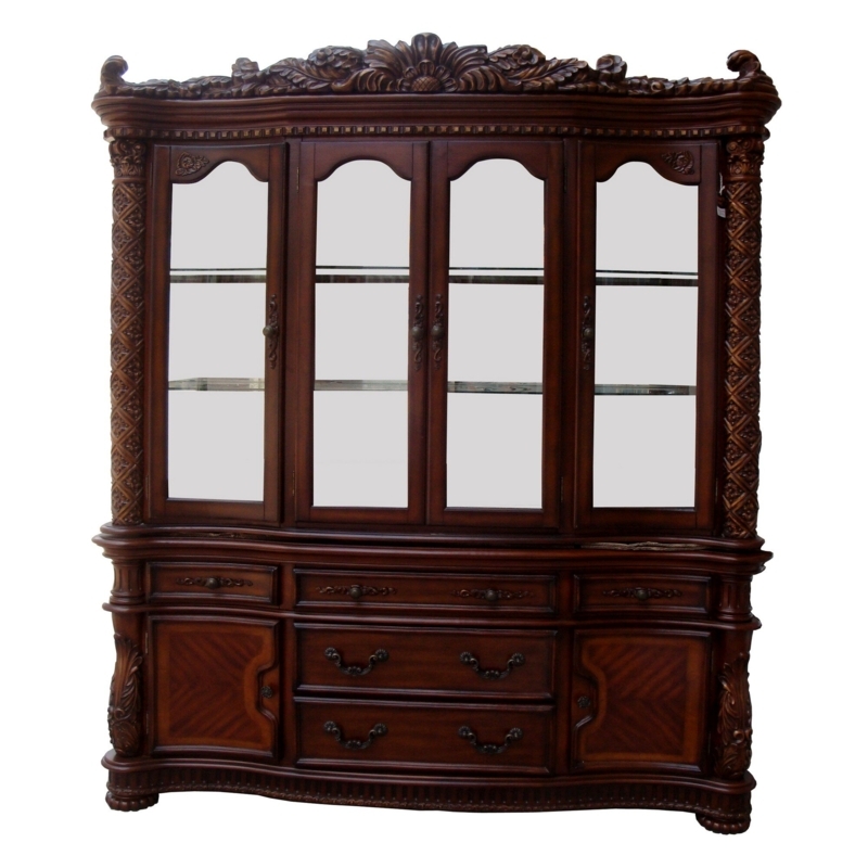 Elegant Hutch and Buffet with Glass Doors
