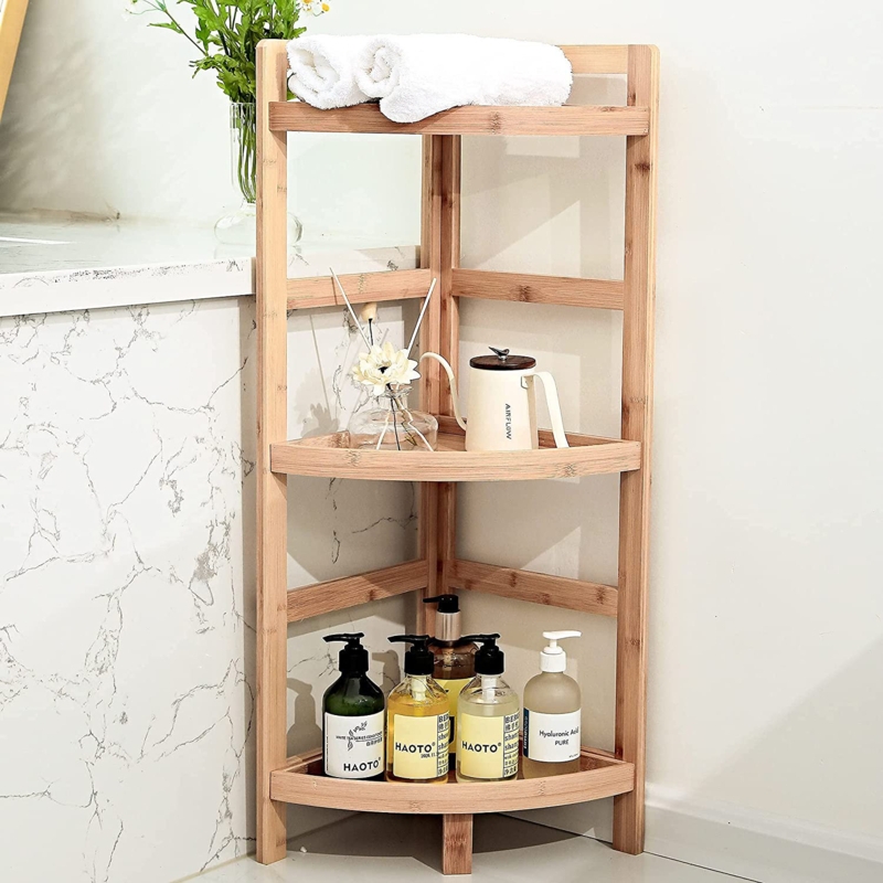 Bamboo Corner Shelf with Triangle Base