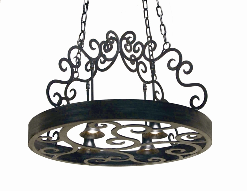 Scrolled Design Lighted Pot Rack