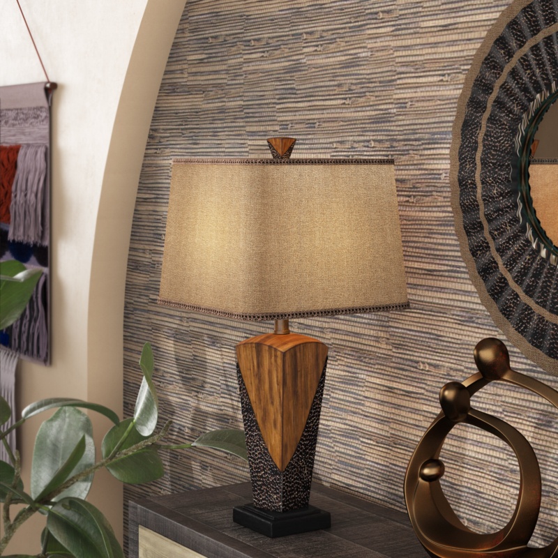 Vintage-Style Hammered Lamp with Square Shade
