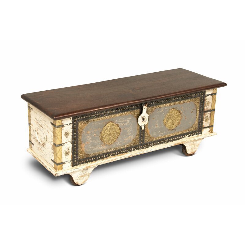 Distressed Coffee Table Trunk on Wheels