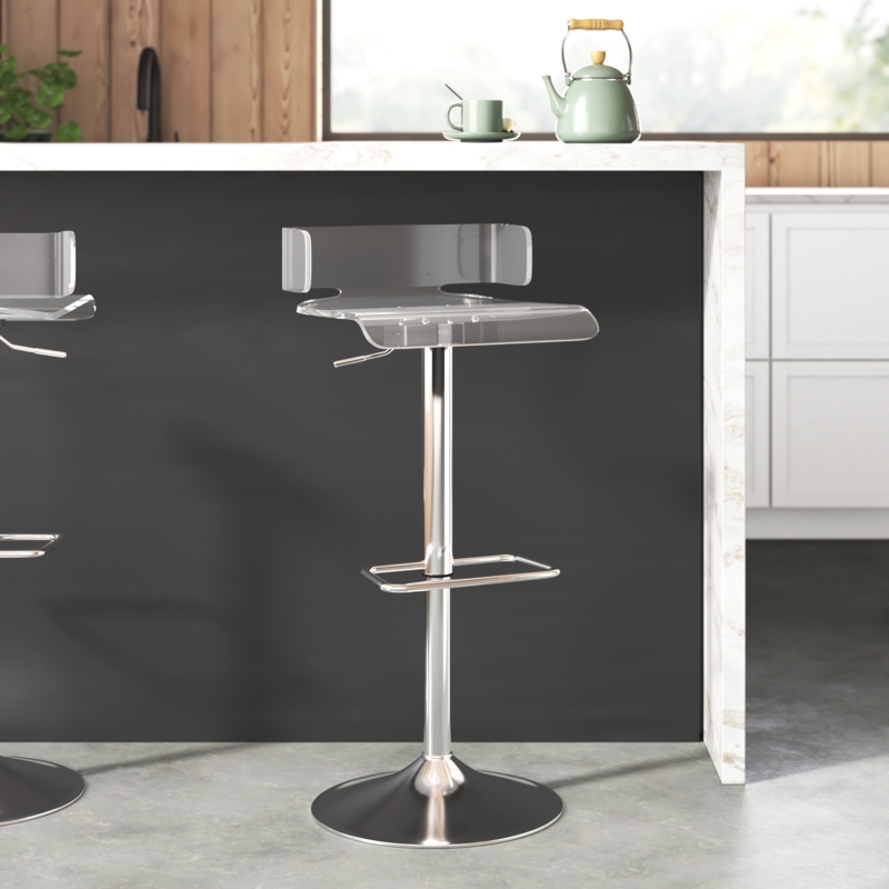 Sleek Acrylic and Chrome Bar Stool