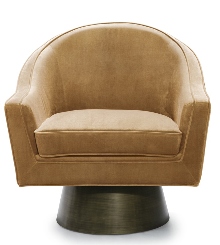 Dominic 81.28Cm Wide Velvet Swivel Barrel Chair