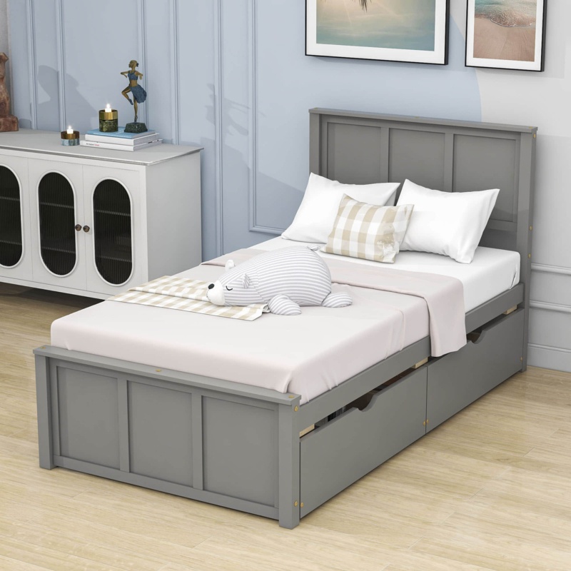 Dominyc Twin Platform Bed with Two Drawers