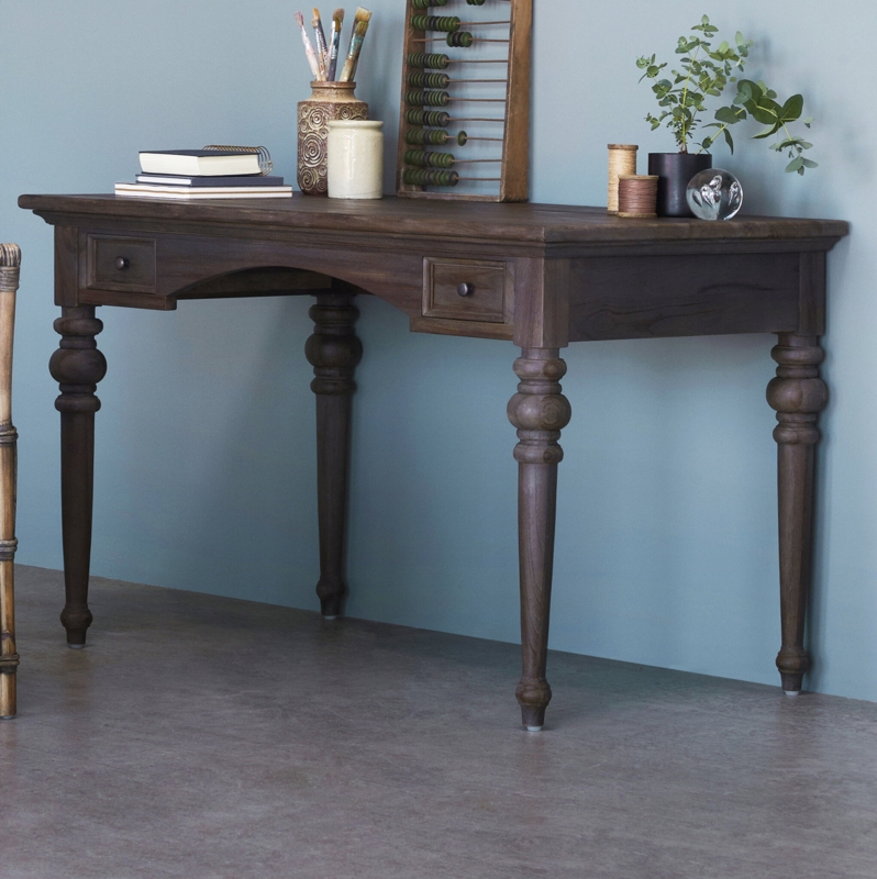 Curved Teak Writing Desk with Storage