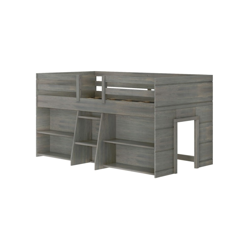 Dorval Twin Solid Wood Loft Bed with Shelves by Harriet Bee