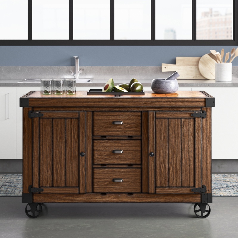 Dquan 57'' Wide Rolling Kitchen Cart
