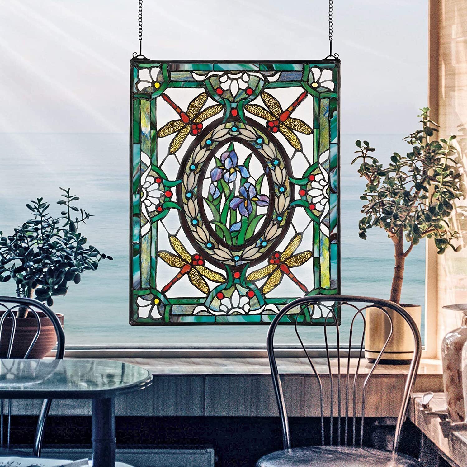 Dragonfly Stained Glass Panel