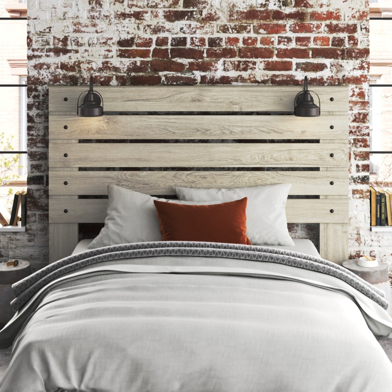Rustic Panel Headboard with LED Sconces
