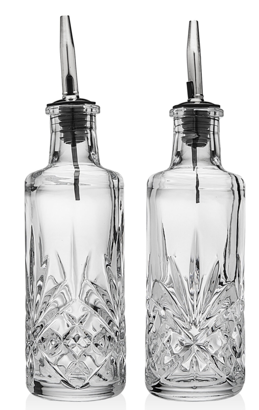 Crystal Oil and Vinegar Cruet Set with Diamond Leaf Cut