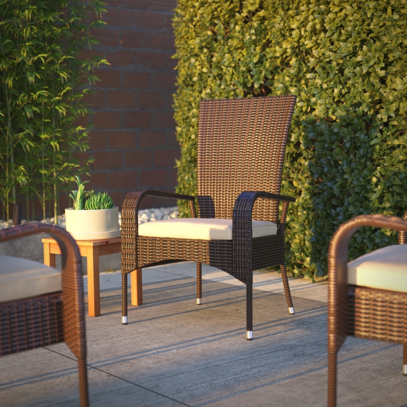 Comfort-Height Wicker Armchair with Cushion
