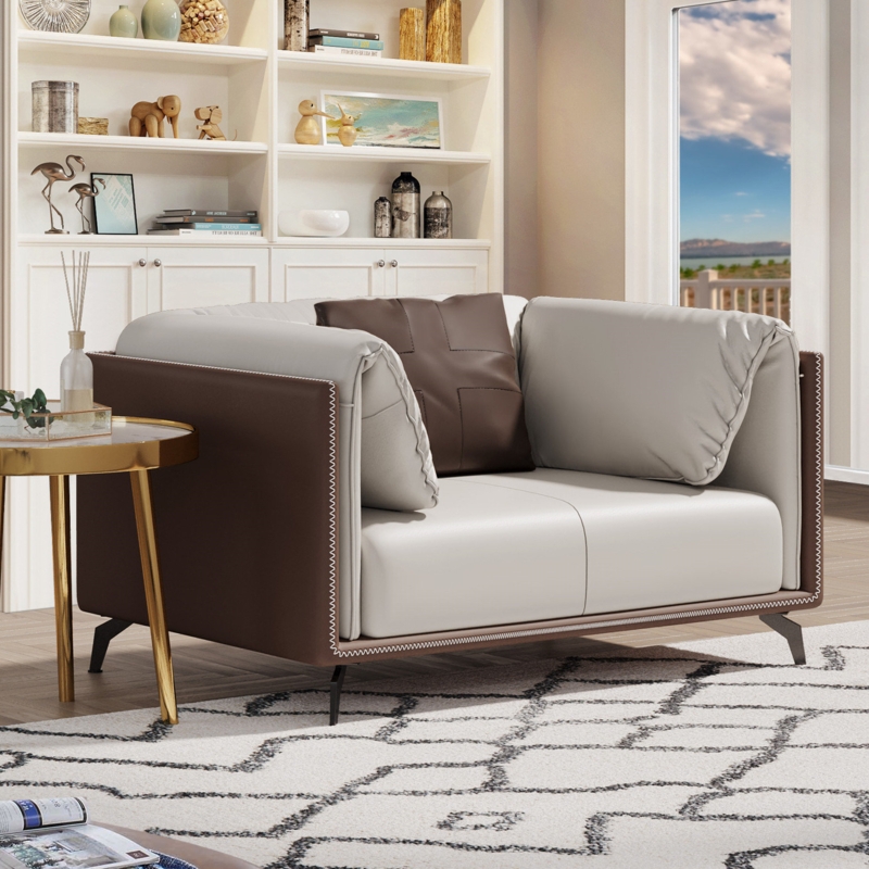 Faux Leather Armchair with Folding Armrests