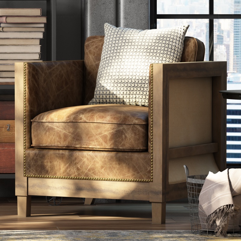 Dustin 28" Wide Top Grain Leather Club Chair