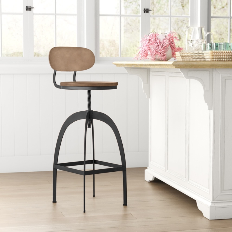 Adjustable-Height Coastal Farmhouse Bar Stool