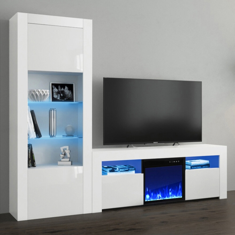 Modern Electric Fireplace Wall Unit Entertainment Center