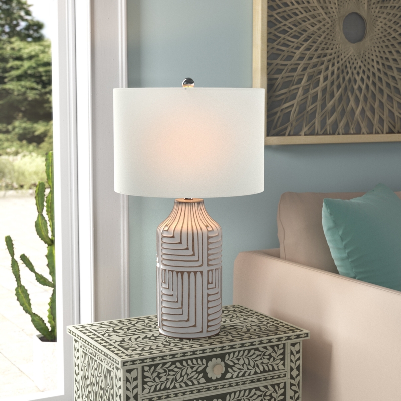 Hand-Carved Wooden Table Lamp