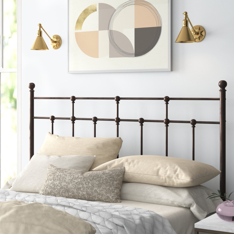 Antique Bronze Headboard with Elegant Ball Finials