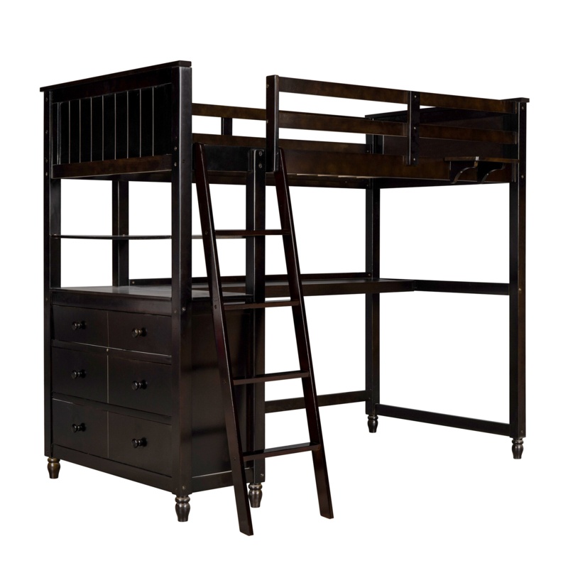Edilsar Twin 3 Drawer Loft Bed with Built-in-Desk by Harriet Bee