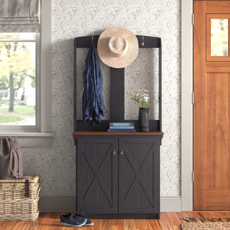 Freestanding Hall Tree with Cabinet Storage