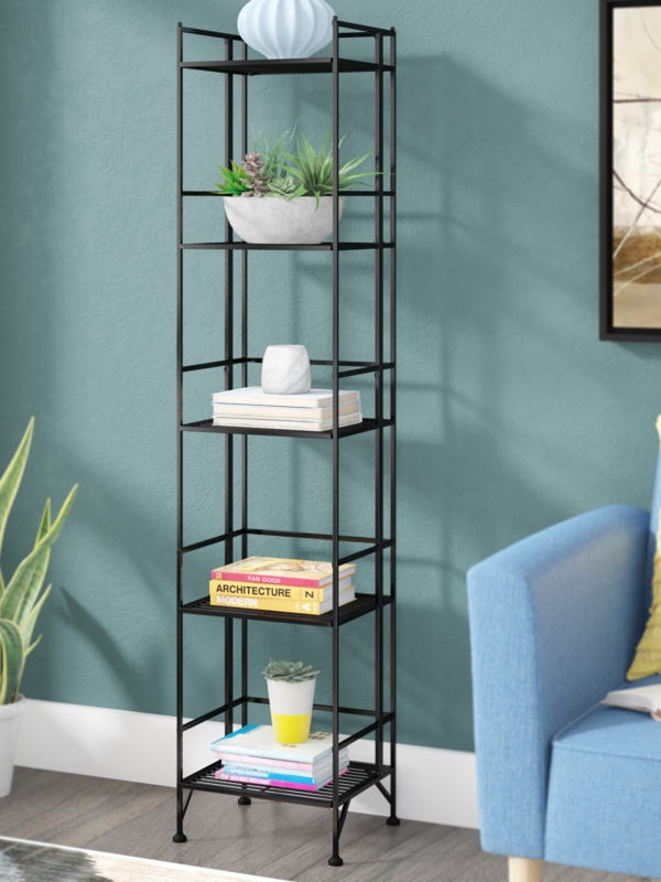 Edwin 57.5 '' H x 13'' W Metal Folding Etagere Bookcase