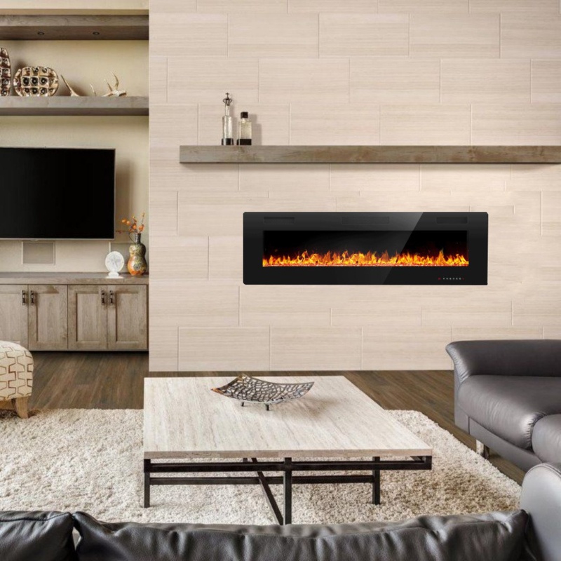 Electric Fireplace in-Wall Recessed and Wall Mounted, Fireplace Heater with Multicolor Flame