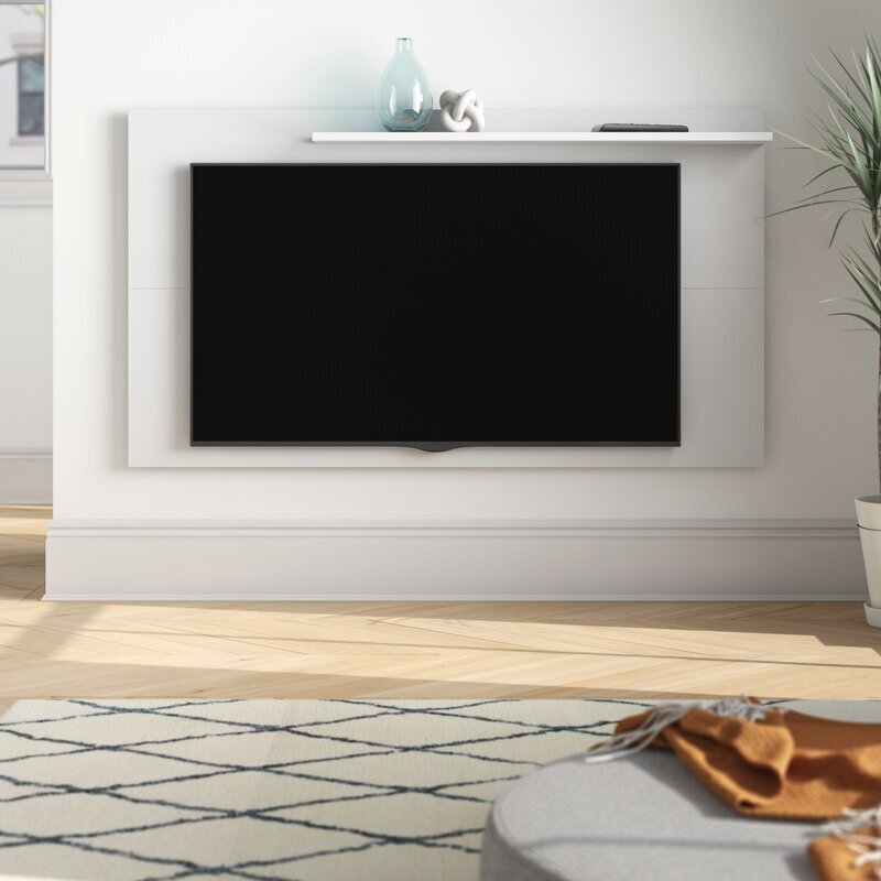 Elegant TV Panel Wall With Overhead Shelf