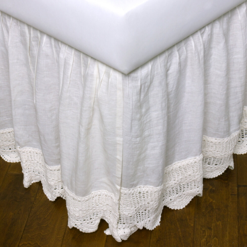 Scalloped Crochet Linen Bed Skirt