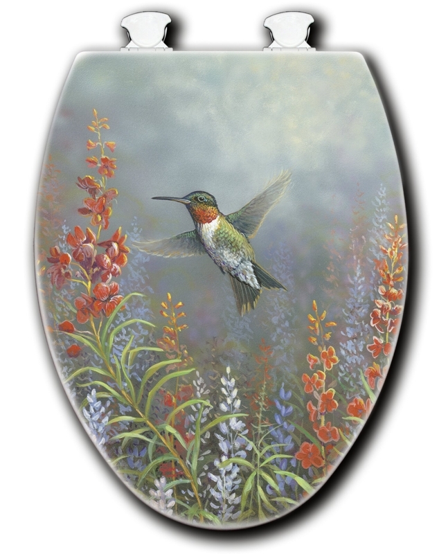White Composite Toilet Seat with Artistic Design
