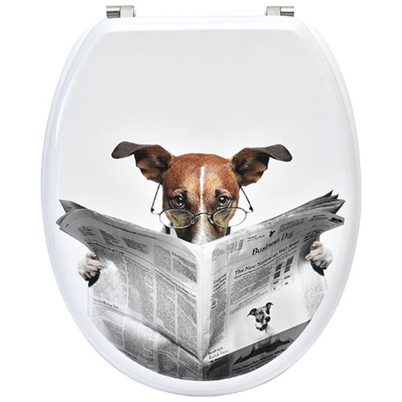 Elongated Toilet Seat with Jack Russell Design