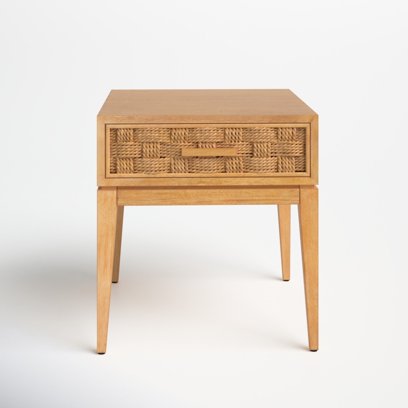 Modern Tropical Nightstand with Basketweave Drawer